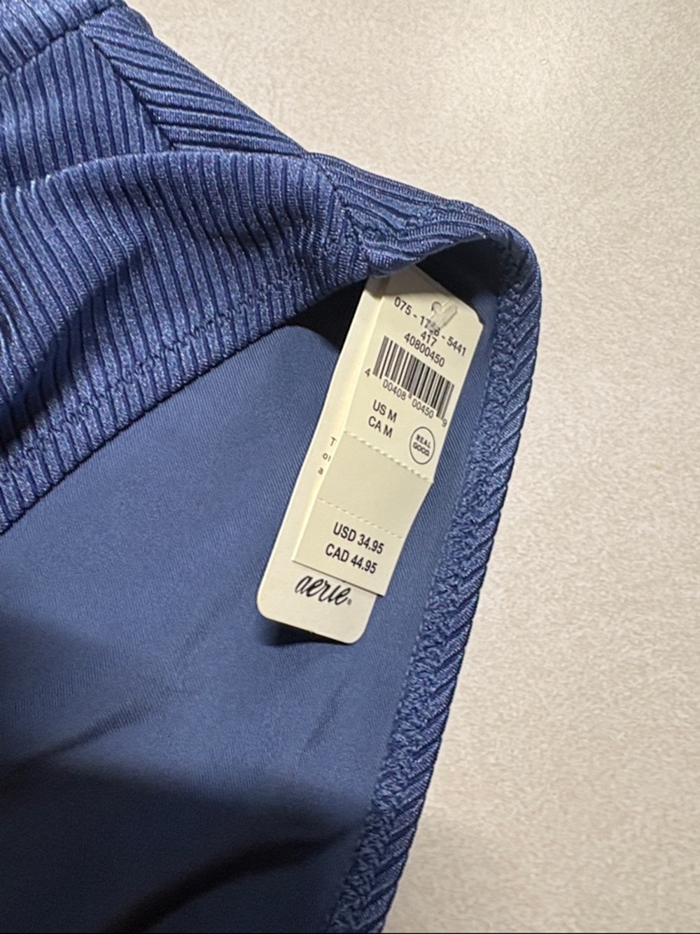 aerie Blue Ribbed High-Waist Bikini Set top XS bottom M - Picture 6 of 6